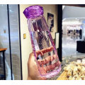 Hot Sale in Stock Quick Delivery Ins Promotional Pretty Colourful Mug Diamond Glass Jar Drink Crank Cup Glass Bottle